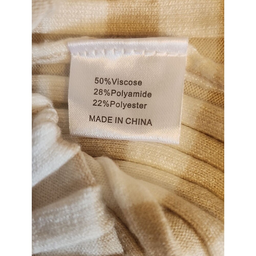 Merokeety Stretchy Knit Cream & Tan Striped Maxi Dress, Square Neckline, XS - Picture 11 of 12